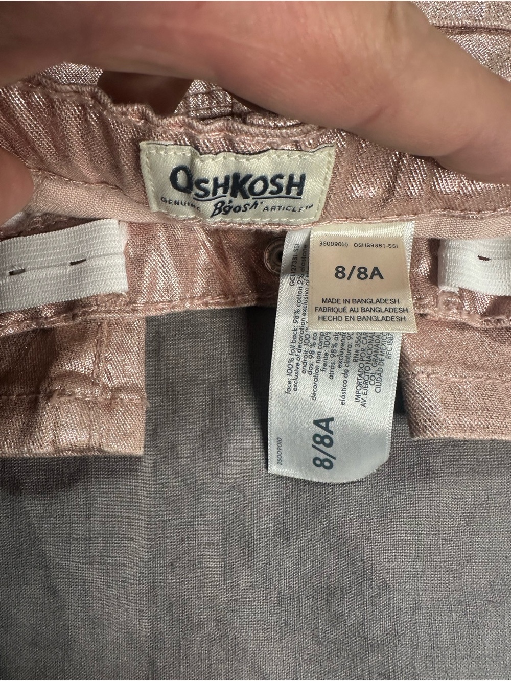 OshKosh B'gosh Rose Gold Shimmery Pants - Picture 2 of 3